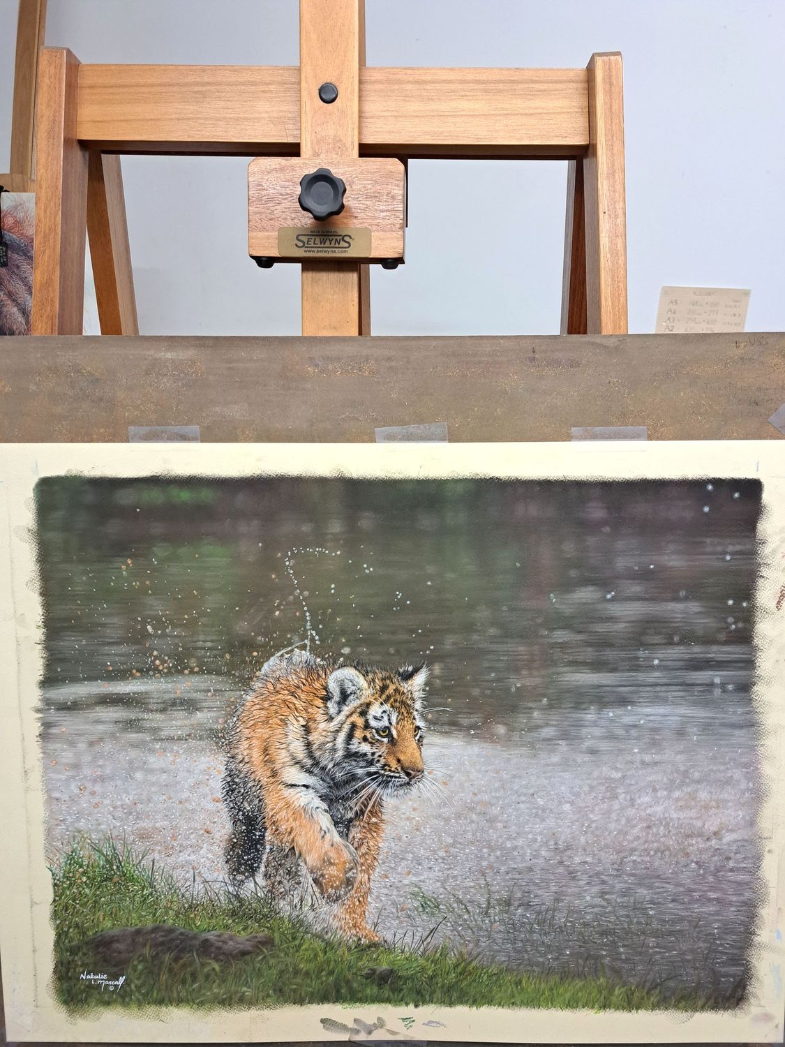 'High-Spirited' © A limited edition giclee fine art print from the original pastel drawing drawn by award winning artist Natalie Mascall © of a cute tiger cub. Limited to only 50, paper or canvas.