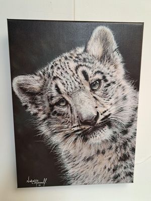 'Hara' © A Canvas print of a snow leopard from the original pastel drawing by Natalie Mascall © Each one comes ready to hang.