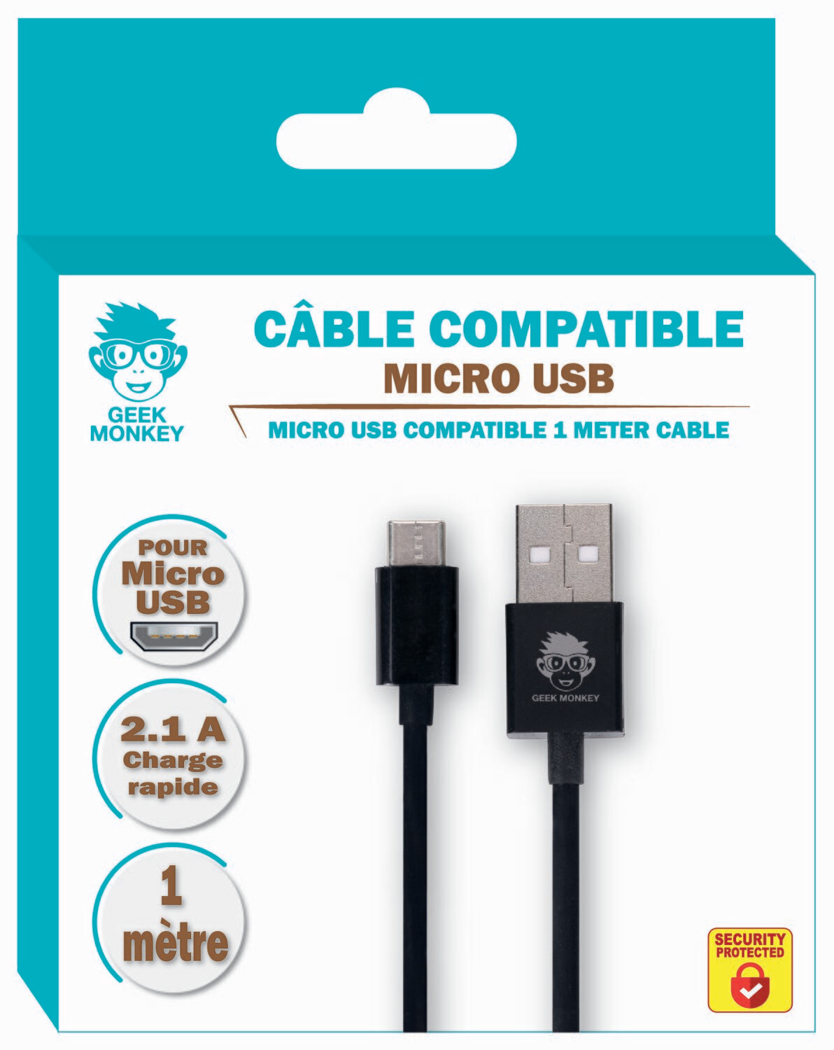 CABLE MICRO USB 1M 2.1A QUICK CHARGE *