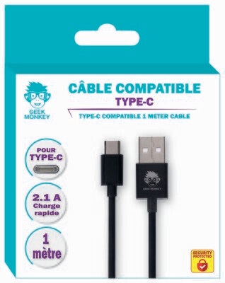 CABLE TYPE C 1M 2.1A QUICK CHARGE *