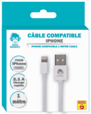 CABLE IPHONE 1M 2.1A QUICK CHARGE *