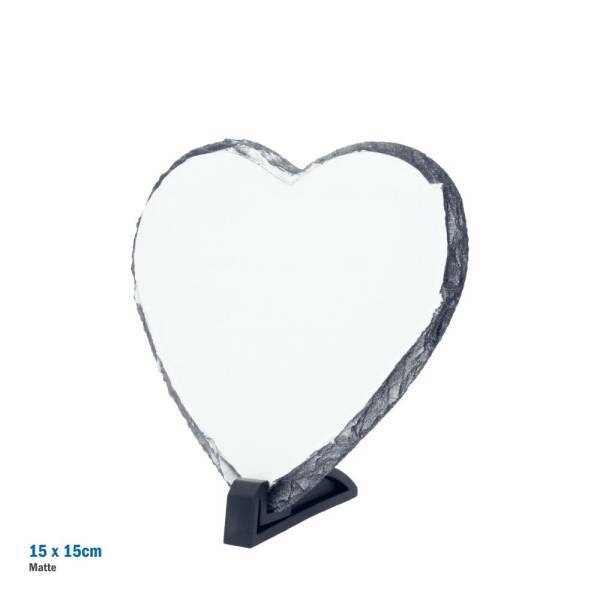 ARDOISE MAT FORME COEUR AVEC SUPPORT 15X15 CM