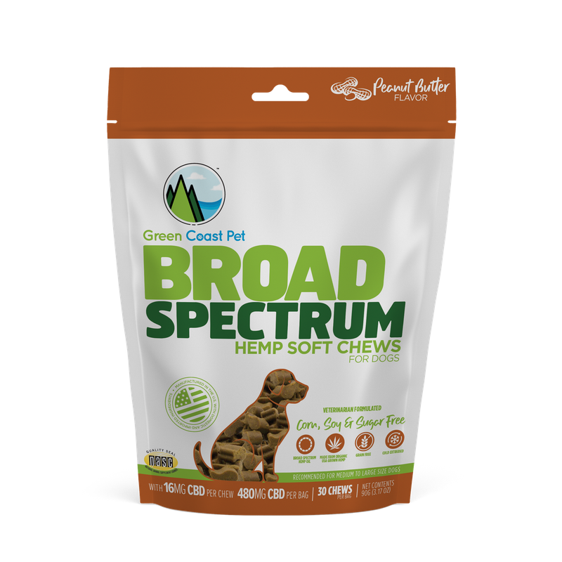 480 MG CBD Broad Spectrum Hemp Soft Chews - Peanut Butter Flavor