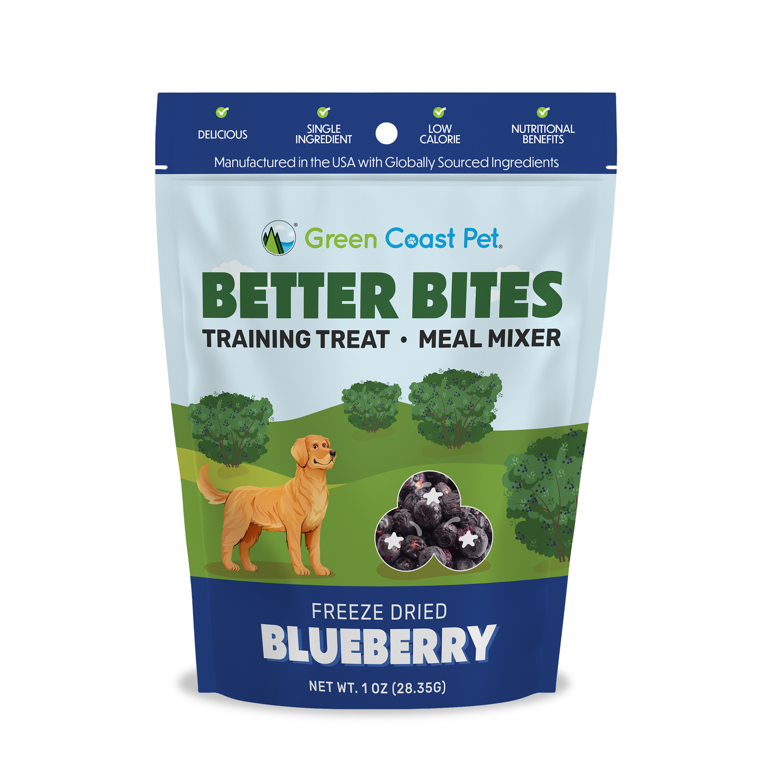 Better Bites Blueberry - Freeze Dried Single Ingredient Weight Management Training Treat and Meal Mixer