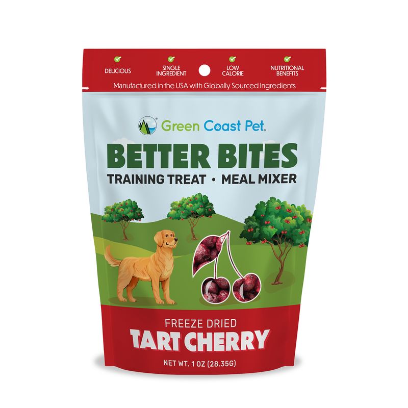 Better Bites Tart Cherry - Freeze Dried Single Ingredient Weight Management Training Treat and Meal Mixer for Dogs