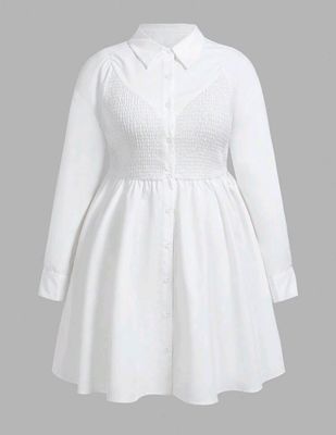 Vestido blanco con elástico ligero