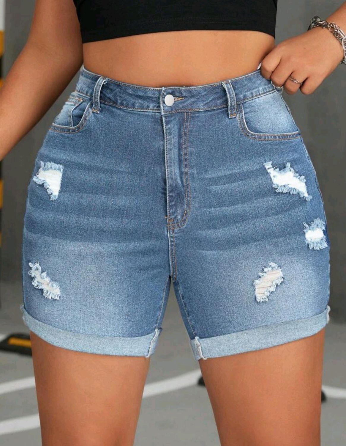 Short jean stretch rotos