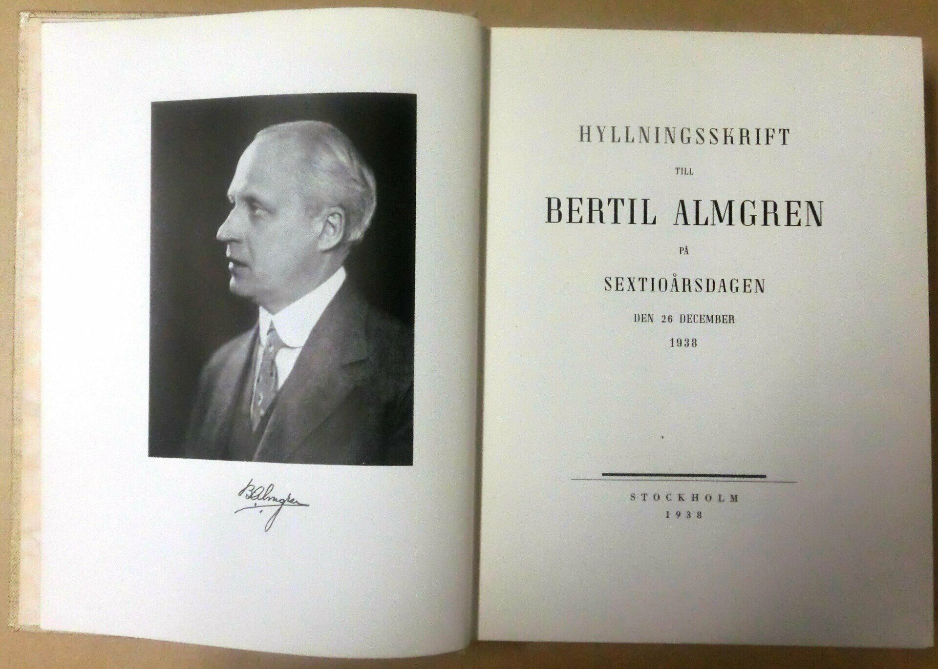 Hyllningsskrift till Bertil Almgren på sextioårsdagen