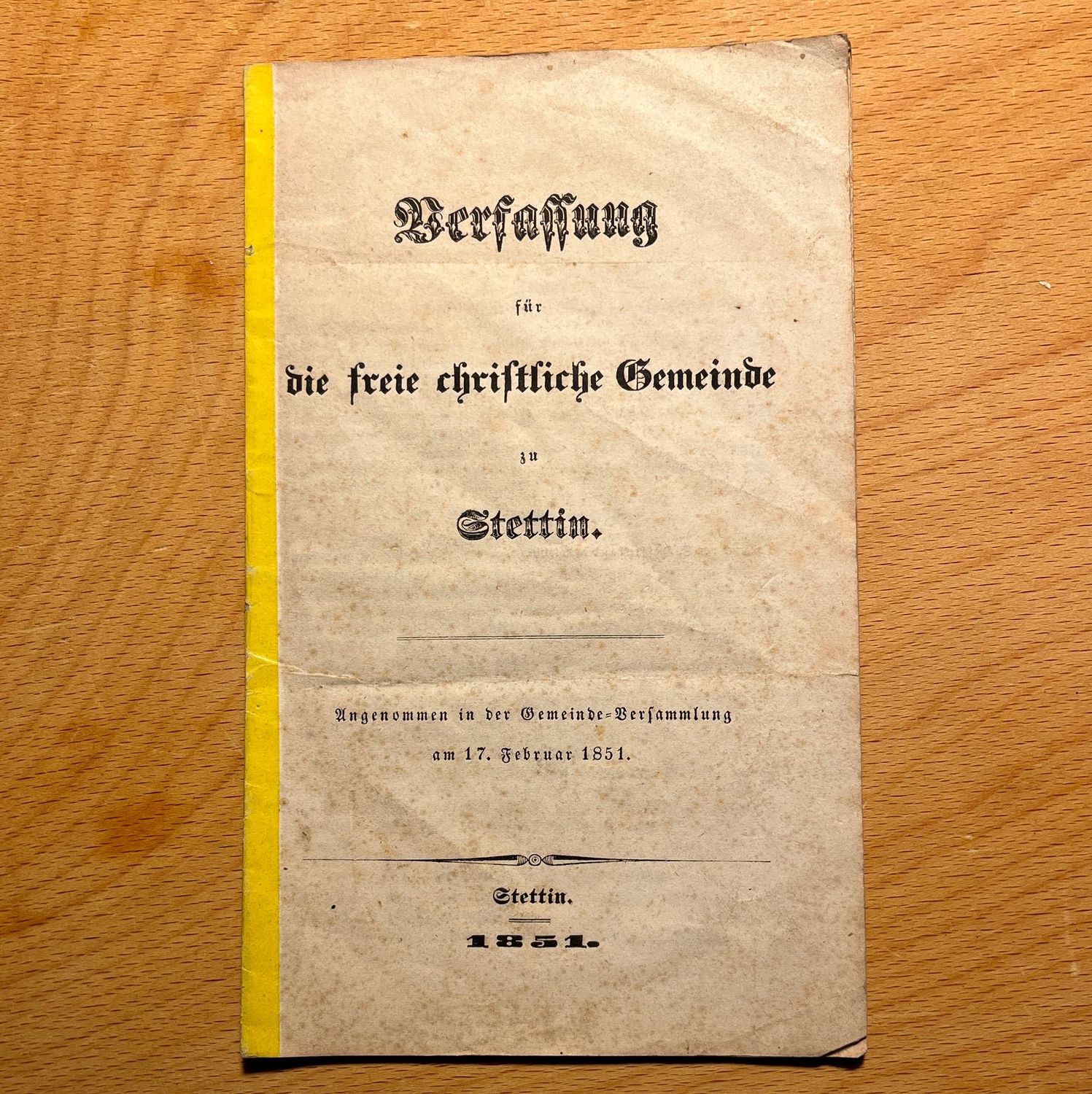 Verfassung fur die freie christliche Gemeinde in Stettin