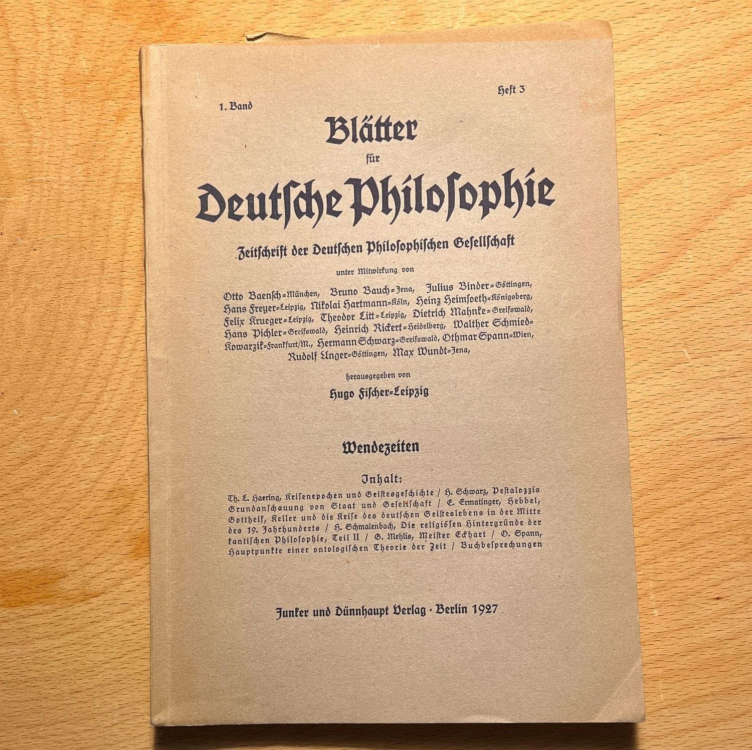 Blätter fur Deutsche Philosophie - Band 1 häfte 3