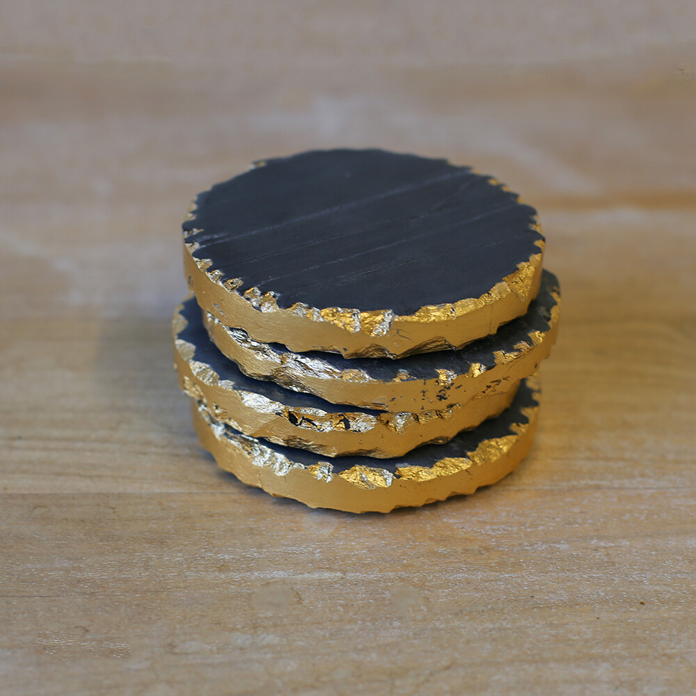 Marble Coasters Black/Gold
