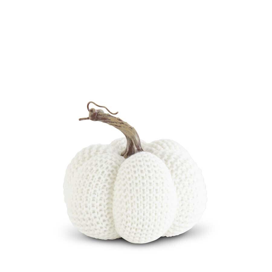 White Knit Stuffed Pumpkin/5.75in
