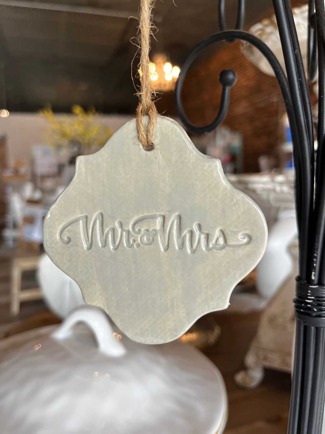 Mr. &amp; Mrs. Pottery Ornament