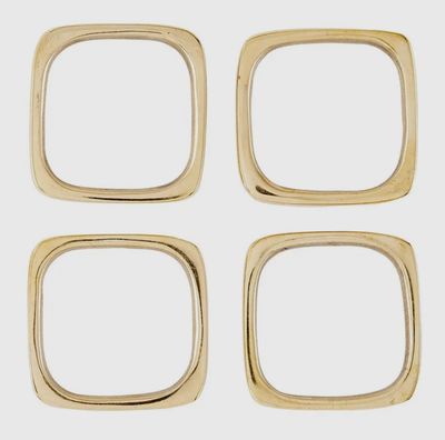 Square Brass Napkin Rings/Set of 4