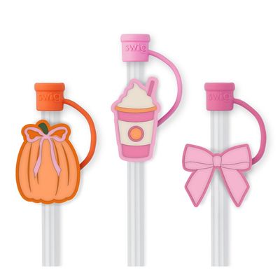 Pumpkin &amp; Bows Straw Topper Set 