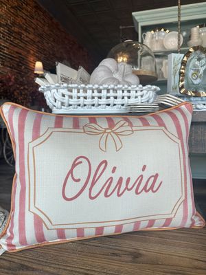 French Stripe Girl Name Pillow
