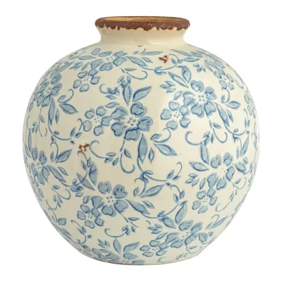 Terracotta Vase/Blue 8&quot;