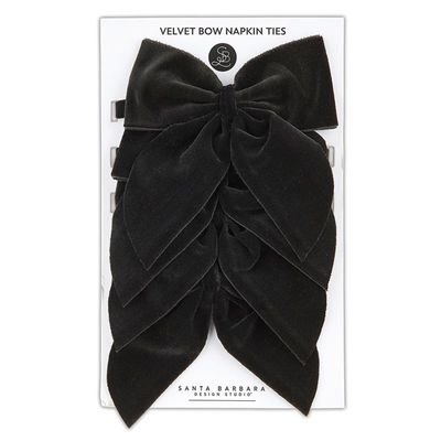 Velvet  Napkin Ties/Black (4)
