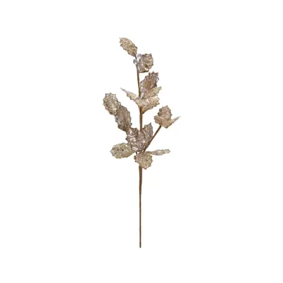 Beaded Leaf Spray Fabric w/Ice