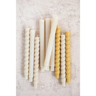 S/2 Twisted Taper Candles/Cream 