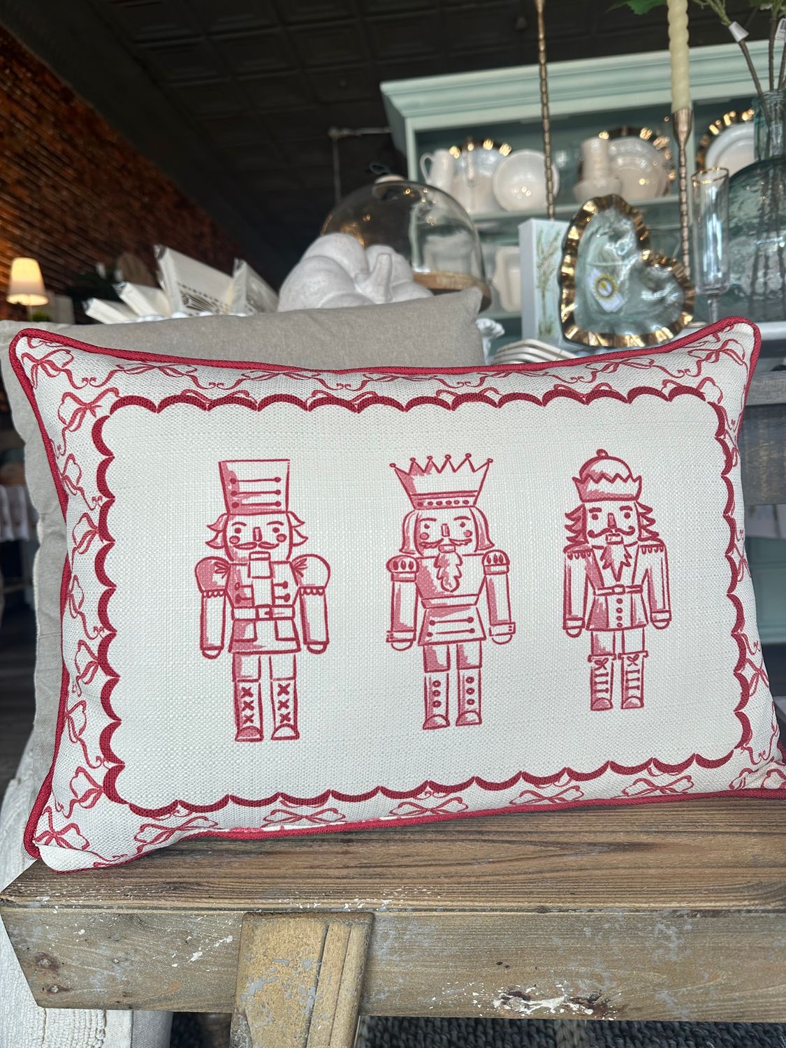 Red Bow Nutcracker Pillow