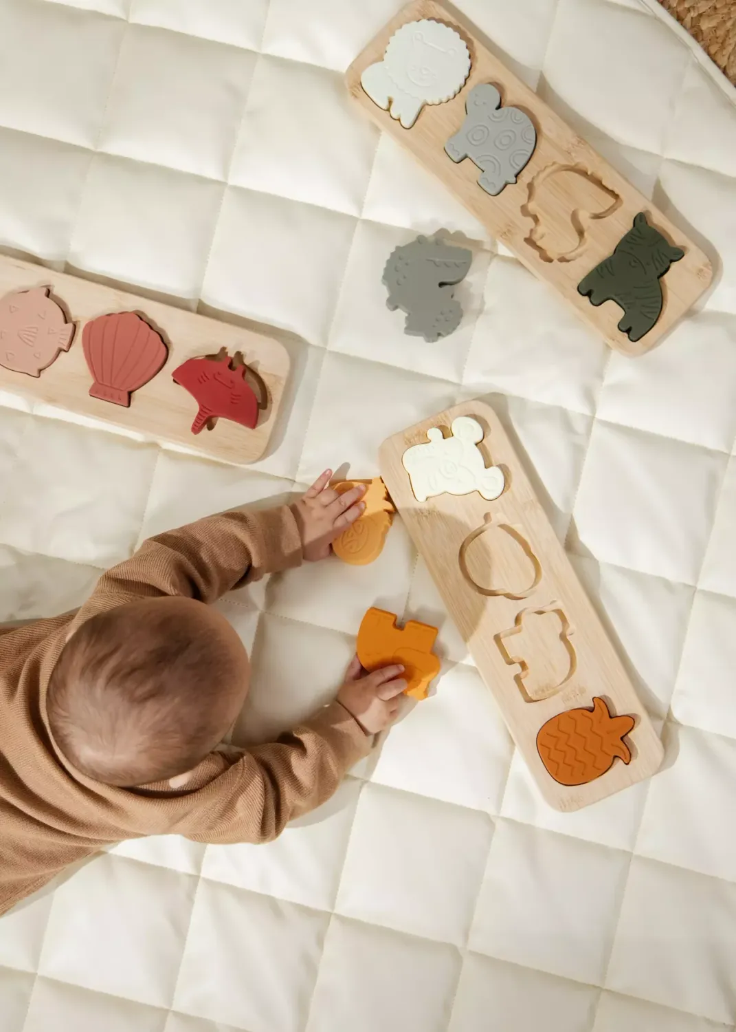 Silicone Puzzle on Wooden Plate