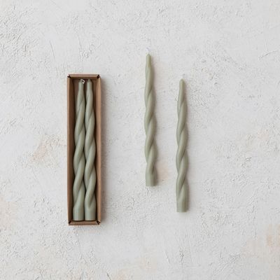 S/2 Twist Taper Candle/Grey
