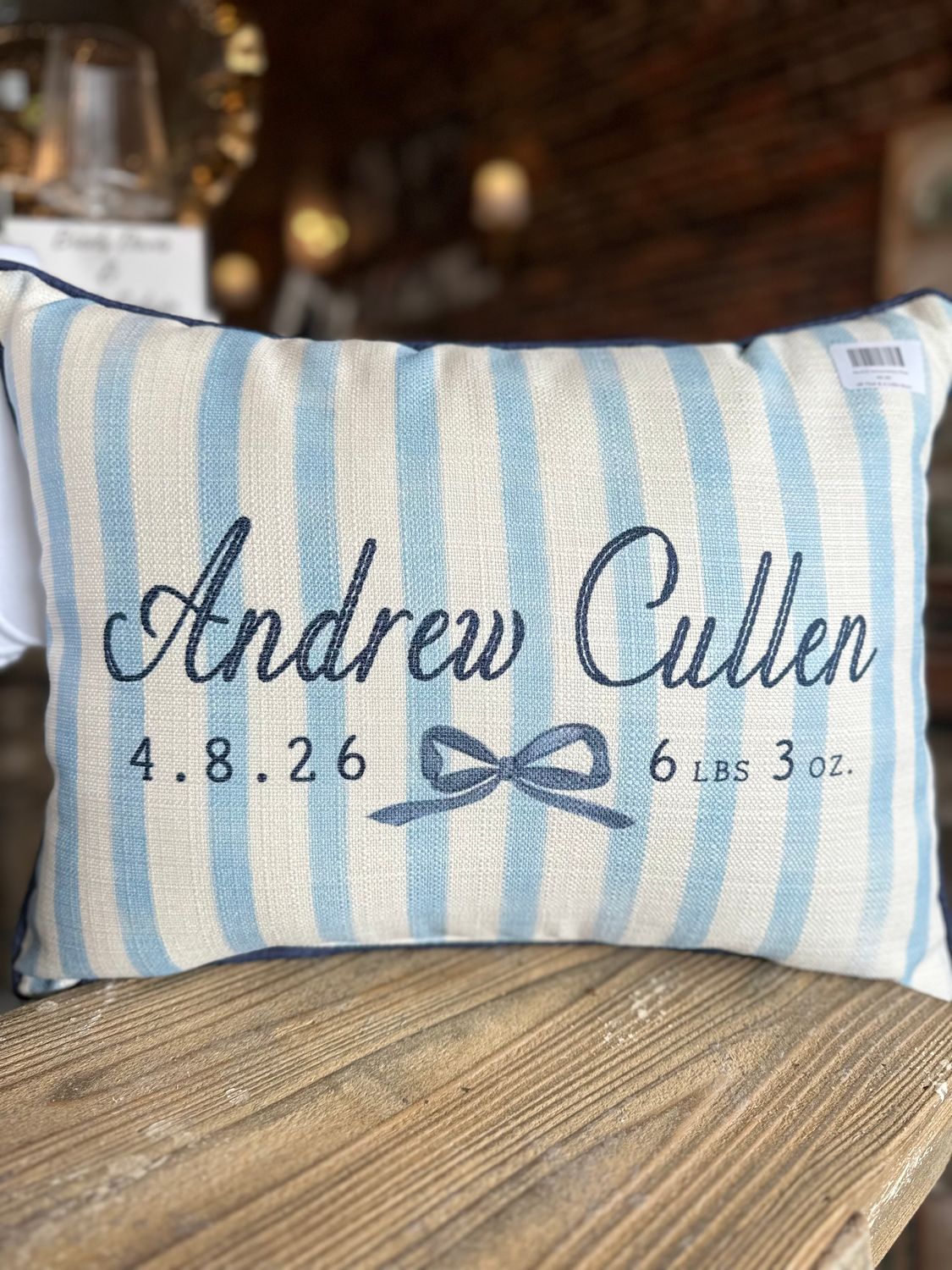 Boy Birth Announcement Pillow