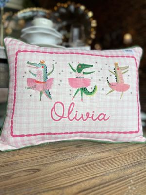 Ballerina Gators Gingham Pillow