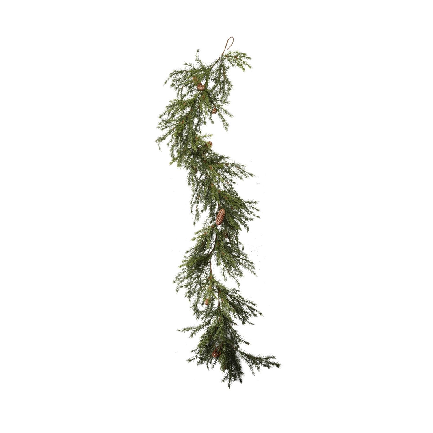 Faux Cedar Garland w/Pinecones