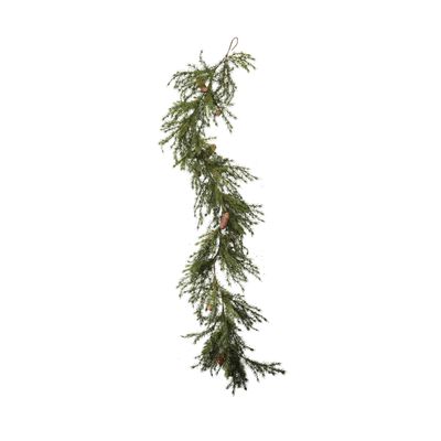 Faux Cedar Garland w/Pinecones