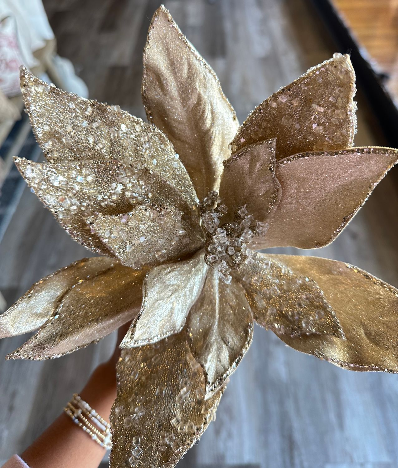 Champagne Gold Poinsettia Stem