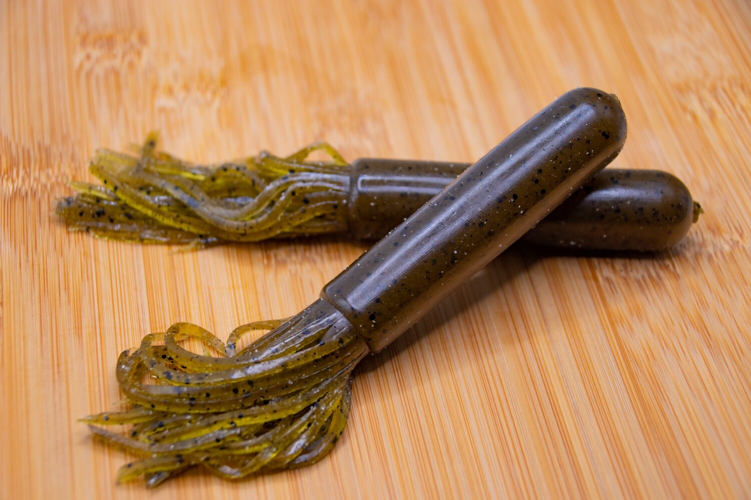 6” Tube , Green Pumpkin Black Flake