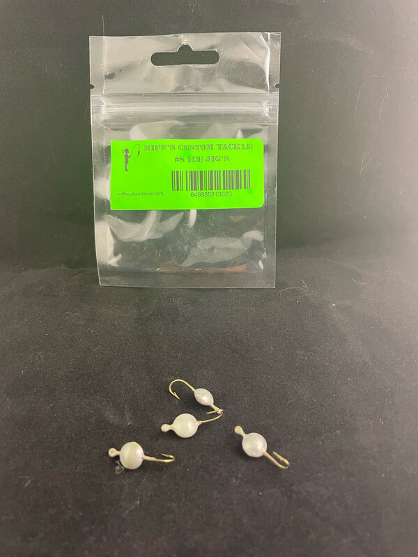 Ice Jig’s White Glow. Size 8