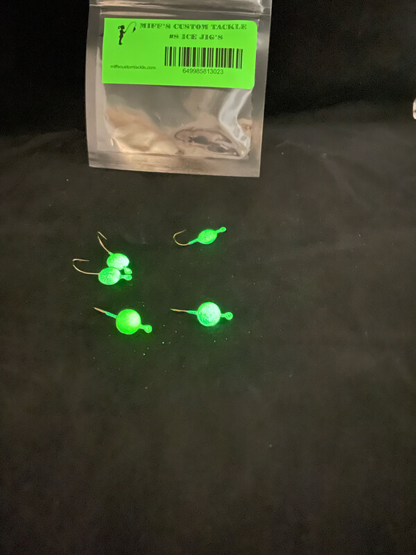 Ice Jig’s - Green Glow. Size 8