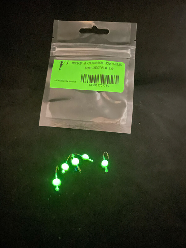 Ice Jig’s - Green Glow. Size 10
