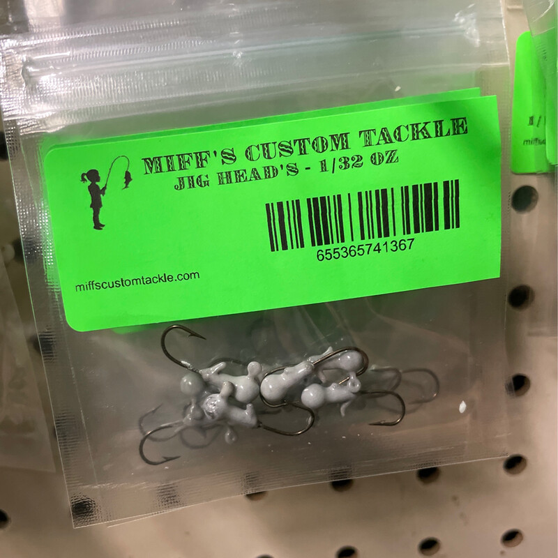 1/32 Oz Round Jig Heads - White Glow