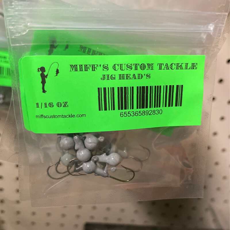 1/16 Oz Round Jig Head - White Glow