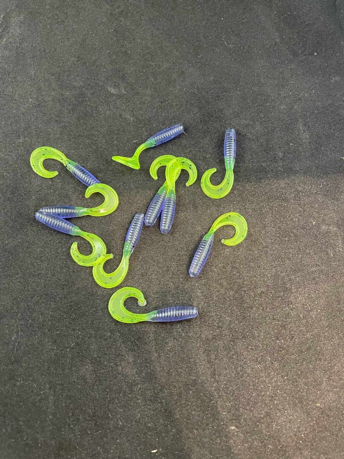 1.5” Grubs. Purple/ Chartreuse Tails