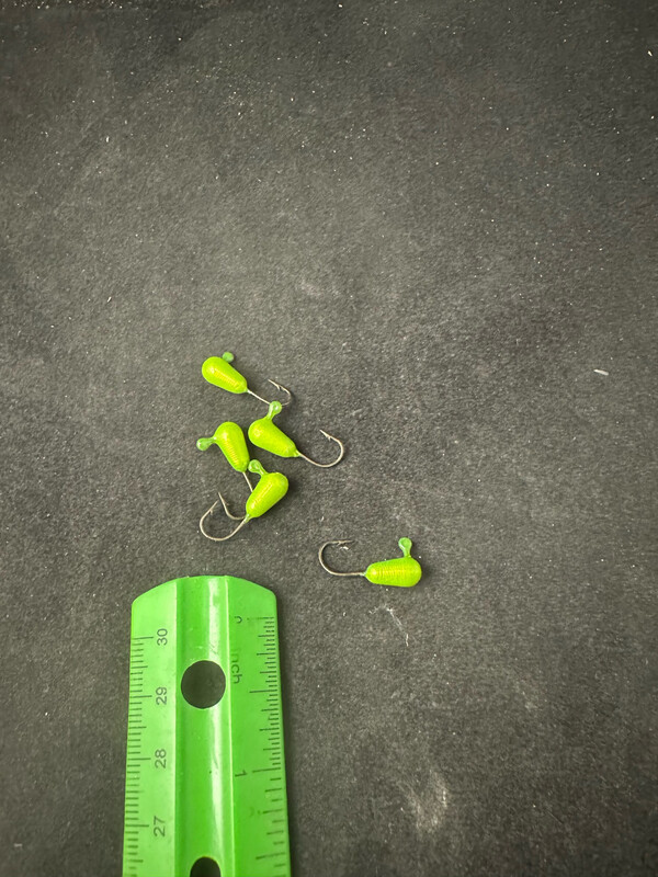 1/16 Oz Teardrop Jigs - Chartreuse Glow