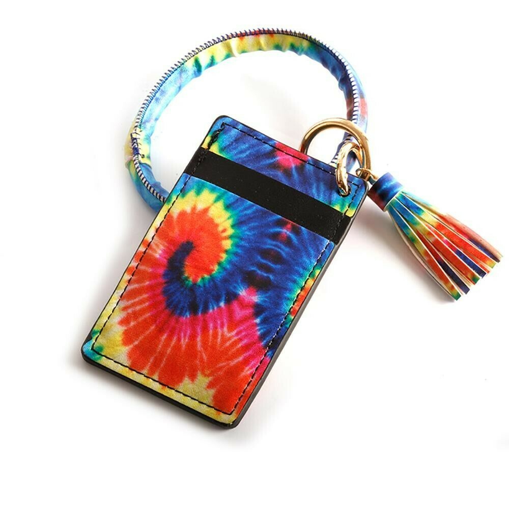 Tie Dye Ring Bangle Wristlet (2 card slots, one clear)