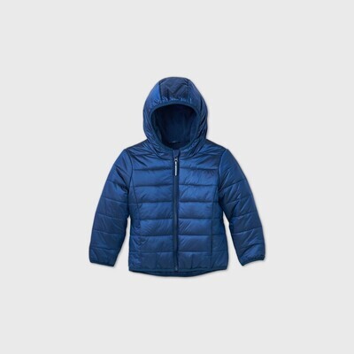 Toddler Fleece Lined Iridescent Puffer Jacket - Cat &amp; Jack Blue 12months