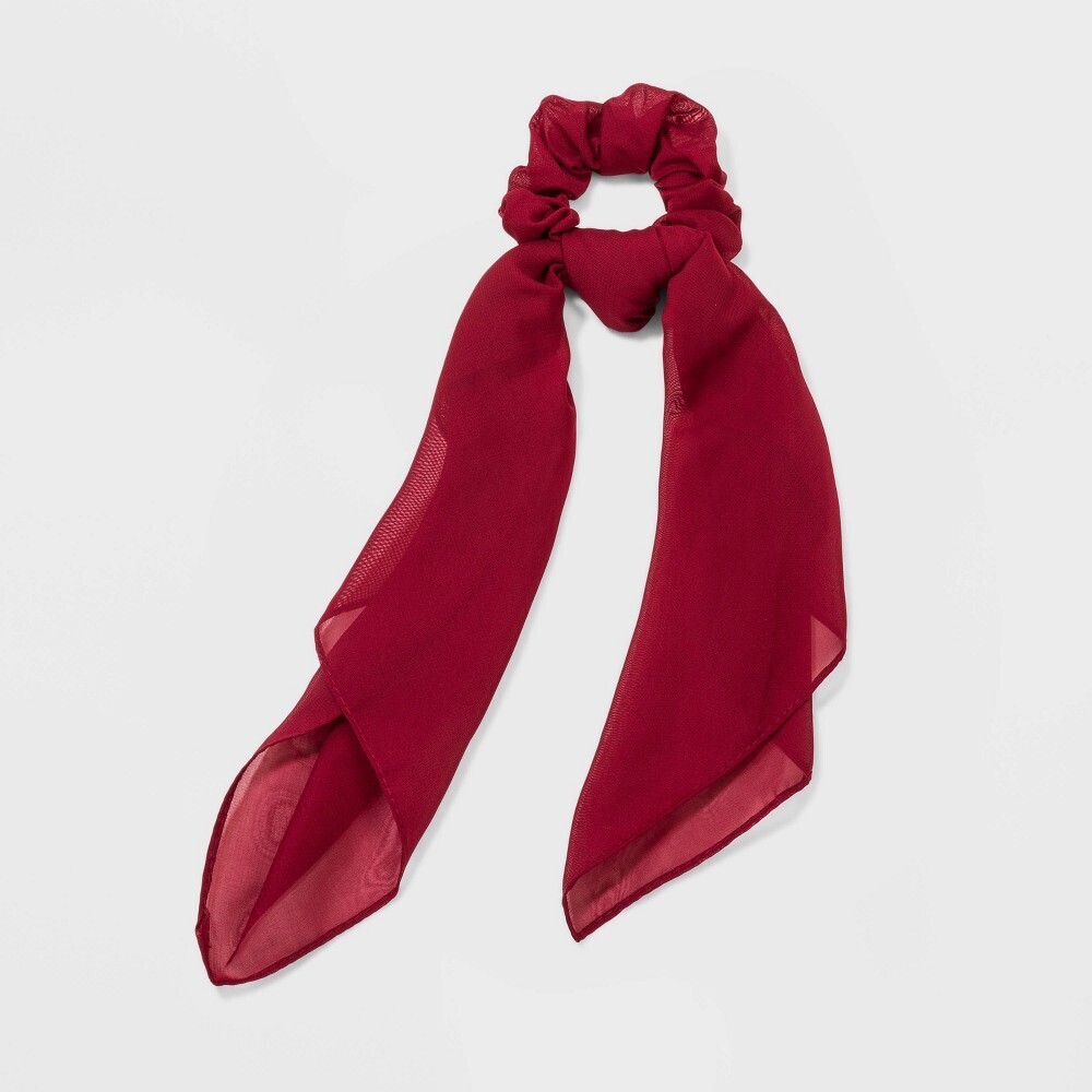 Solid Chiffon Multiple Ways to Wear Twister with Long Scarf Tails - Wild Fable™ Burgundy