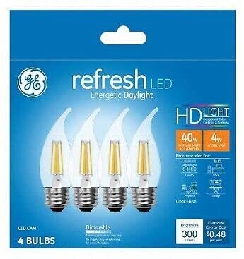 General Electric 4pk 40W Refresh LED Light Bulb Dl Cac Clear