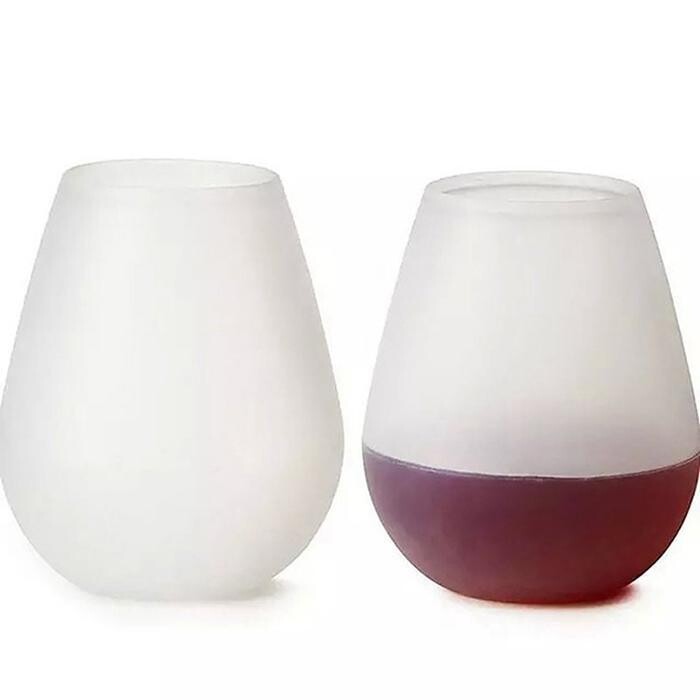 Silicone Wine Glass- Clear/White