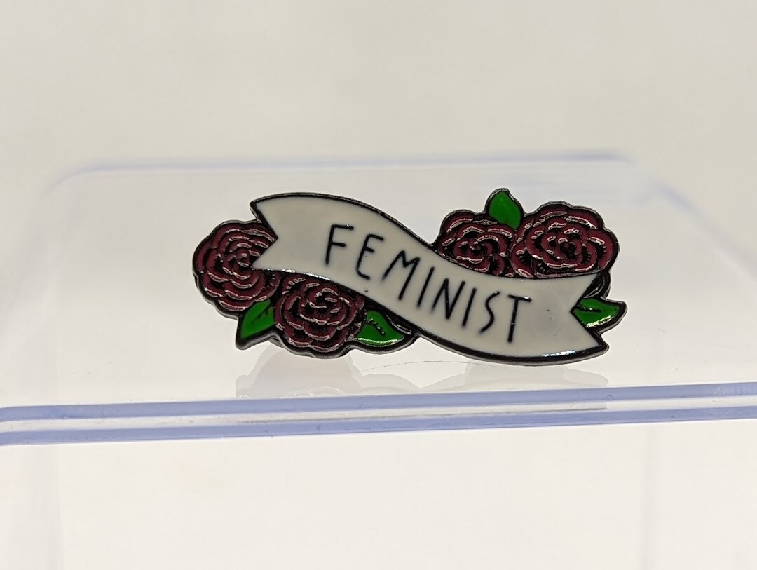 Lapel Pin- &quot;Feminist&quot; with Roses