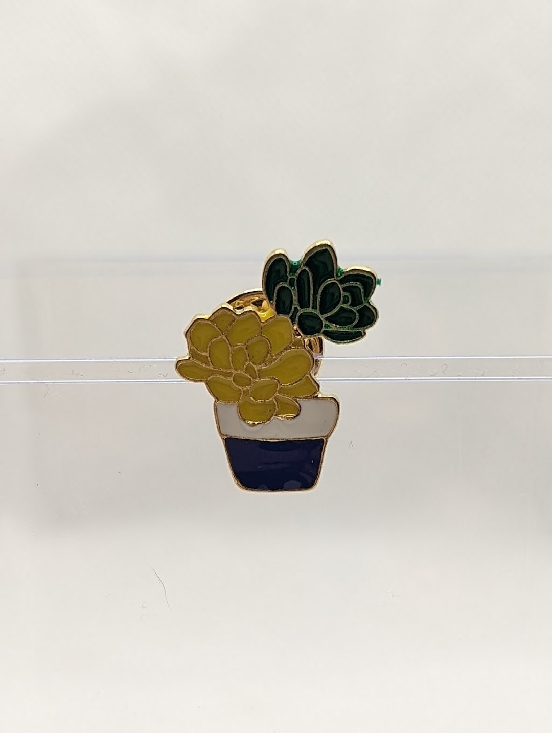Lapel Pin- Cactus in Blue and White Pot