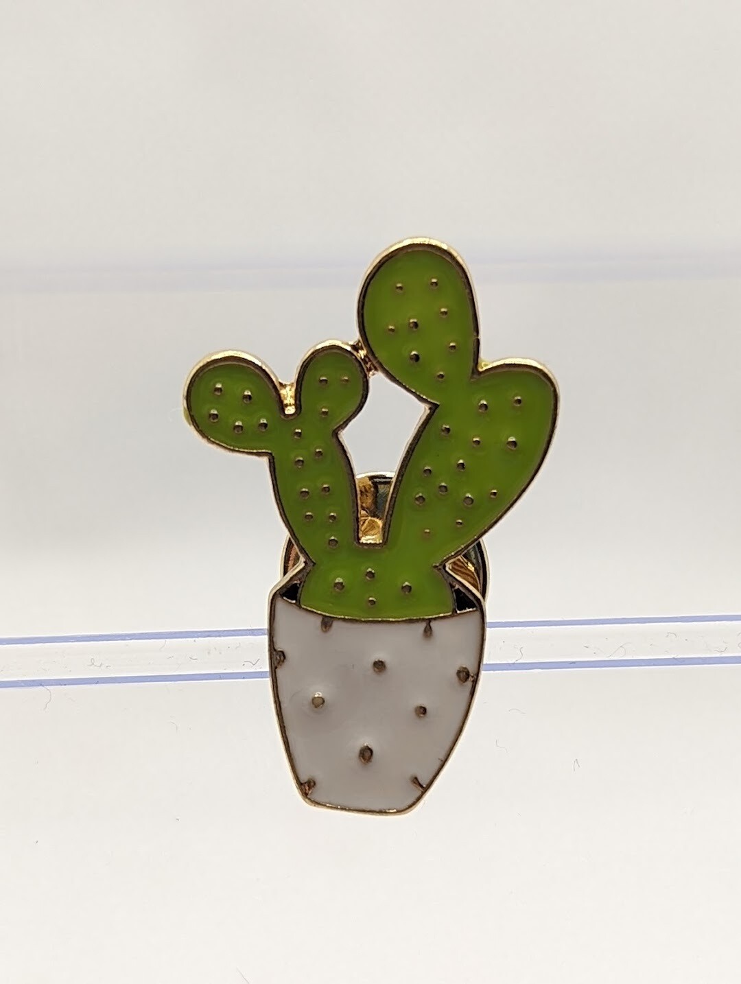Lapel Pin- Cactus in White Polka Dot Pot