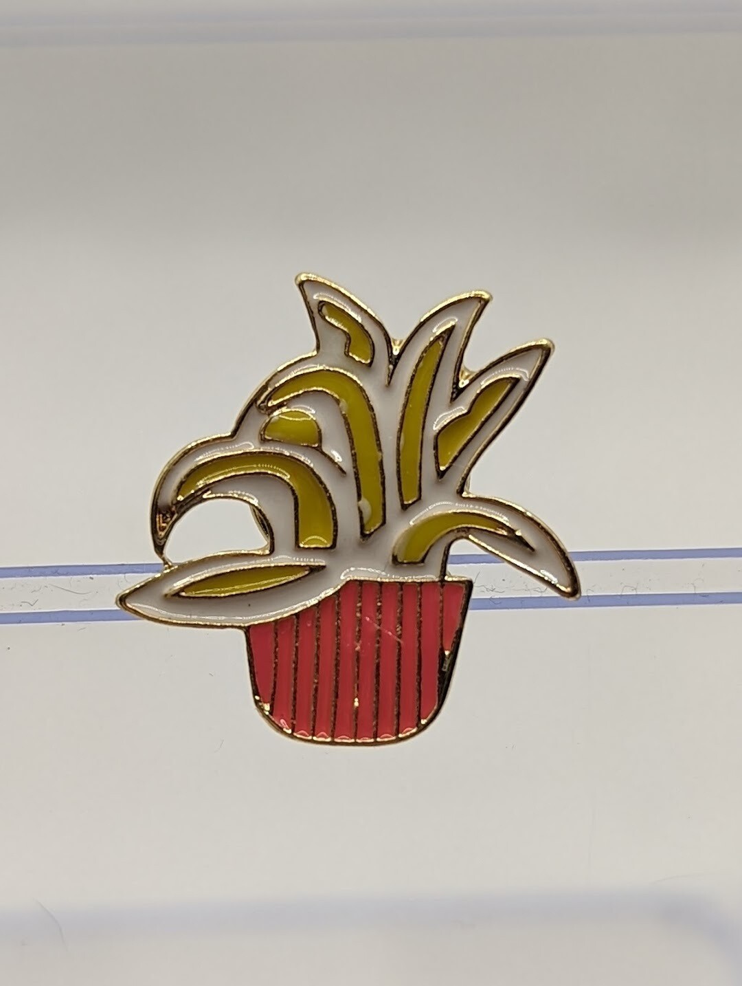 Lapel Pin- Cactus in Orange Striped Pot