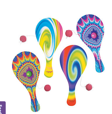 Tie Dyed Themed Paddle Balls- set of 2